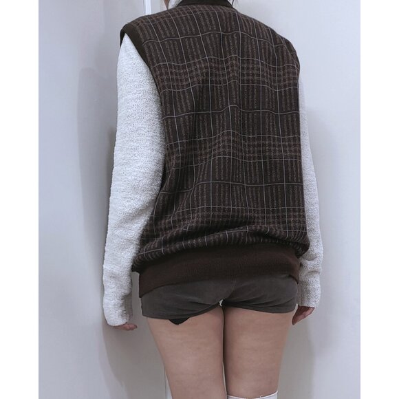 Oversized Plaid Harajuku Vintage Vest - Picture 3 of 7